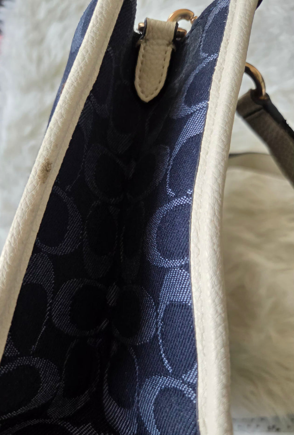 Elegant Navy & Cream Crossbody Tote Bag