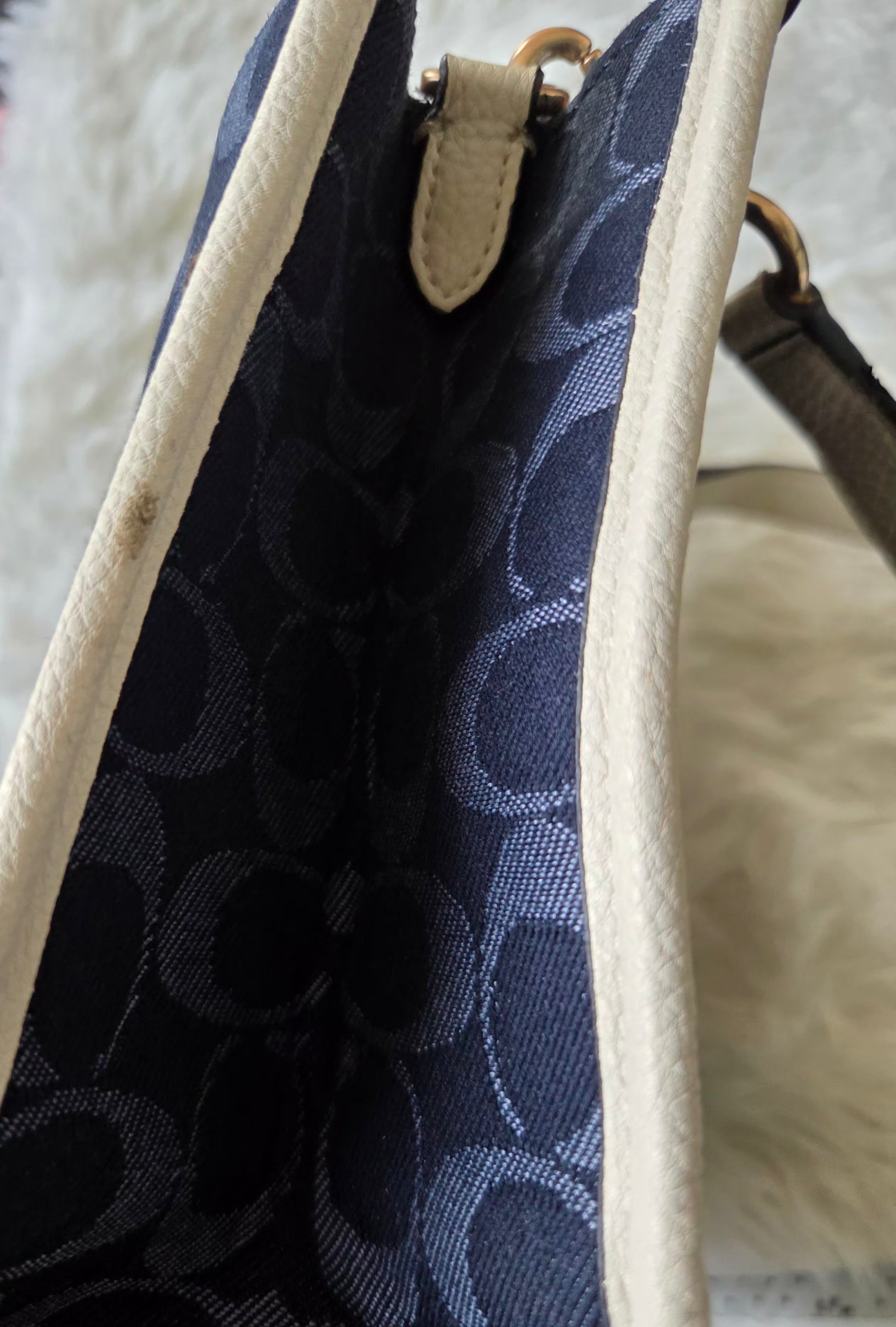 Elegant Navy & Cream Crossbody Tote Bag