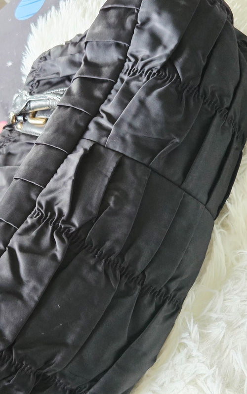 Black Ruched Nylon Tote Bag