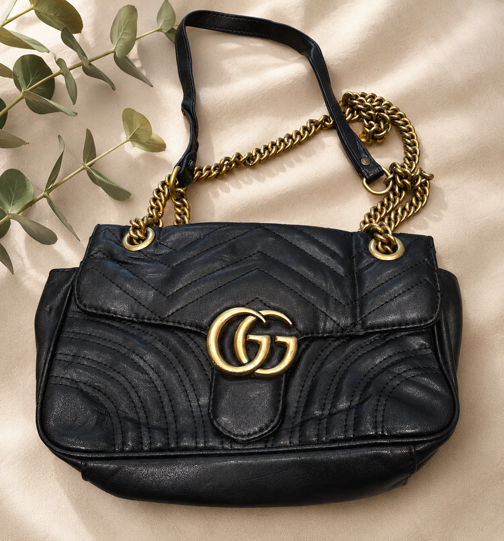 Black Quilted Chain Shoulder Bag