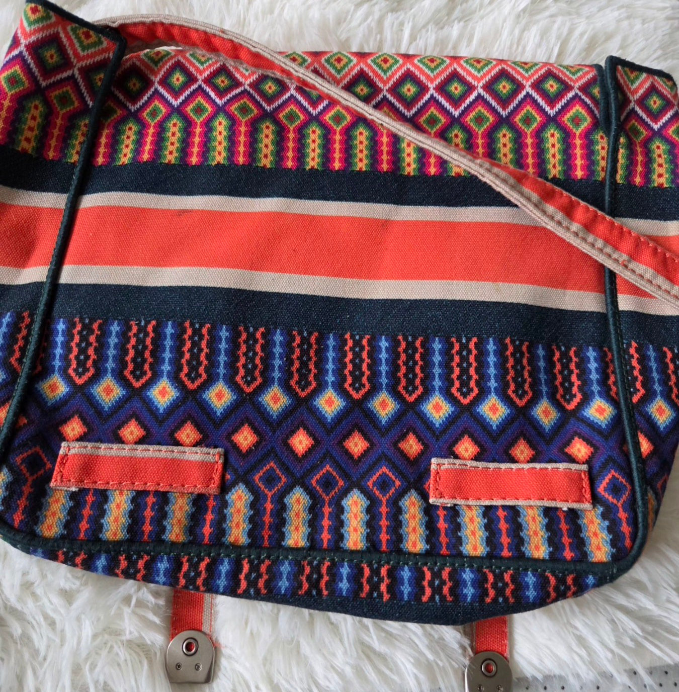 Colorful Patterned Canvas Crossbody Messenger Bag