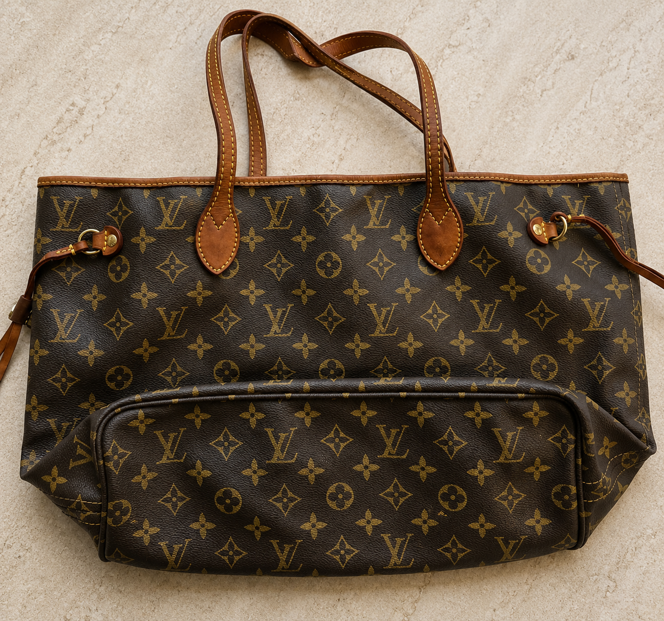 Classic Brown Monogram Tote Bag - Spacious Everyday Shoulder Bag
