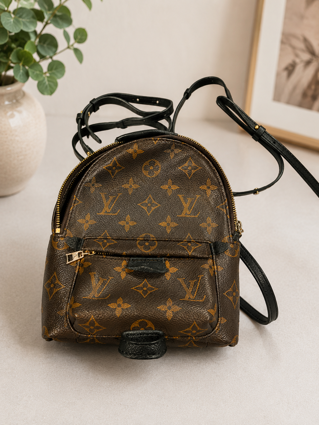 Monogram Mini Backpack Crossbody Bag - Brown