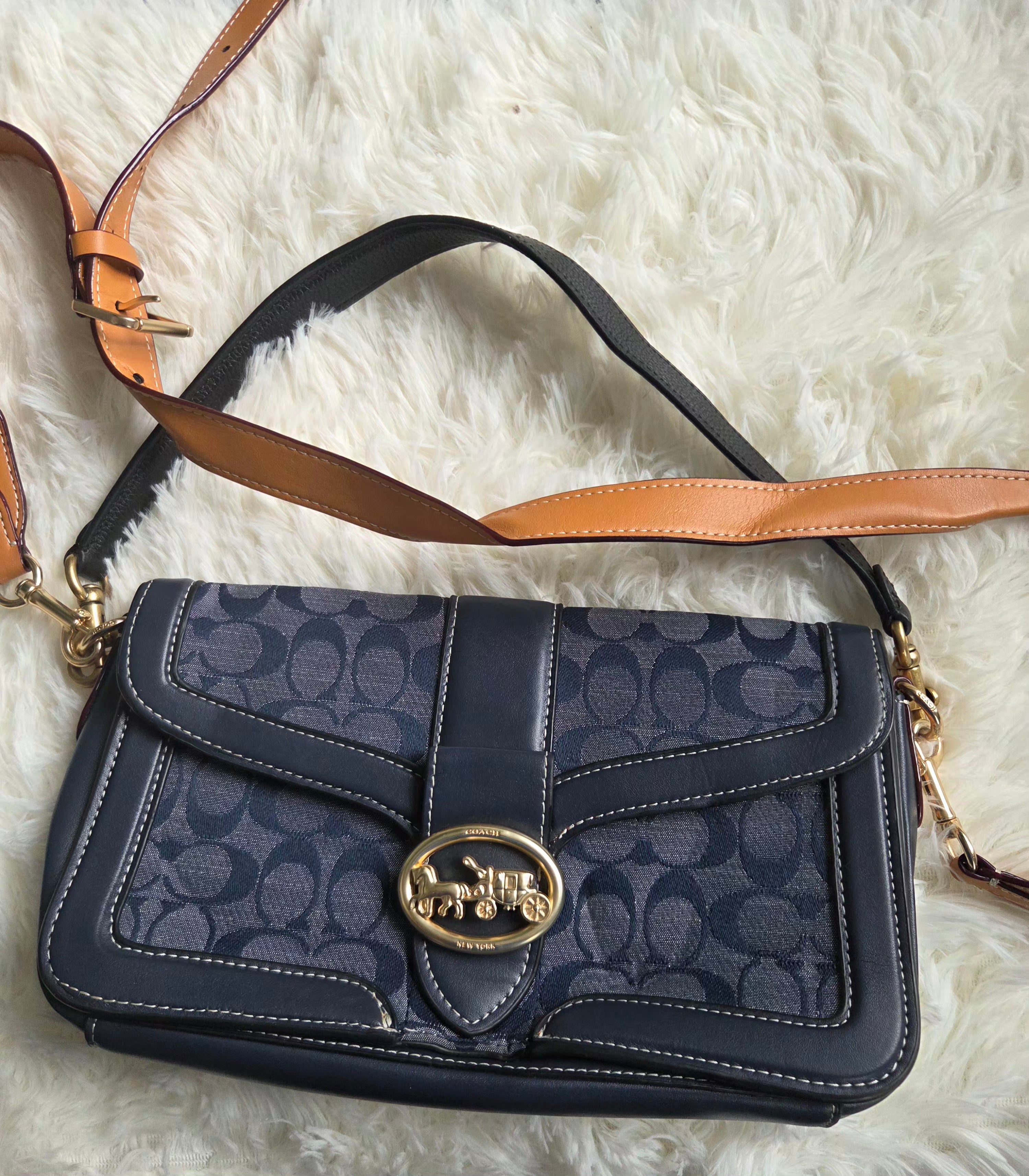 Coach Georgie Shoulder Bag in Signature Chambray